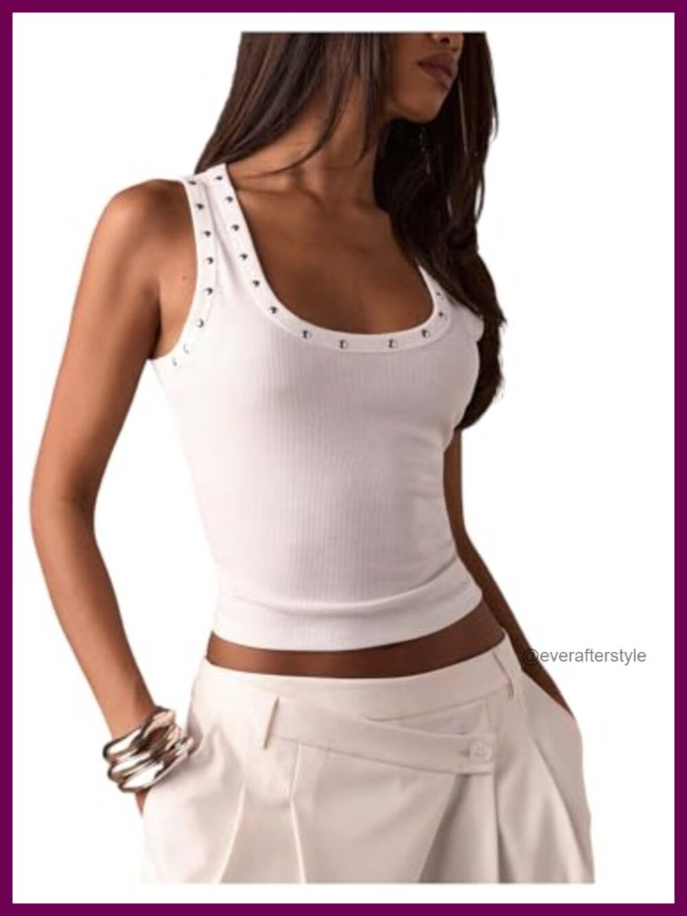 Studded Tank Top Punk Wide Strap Y2K Concert Rave Party Grunge
